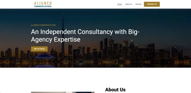 Aligned Communications website homepage designed by TEMEL