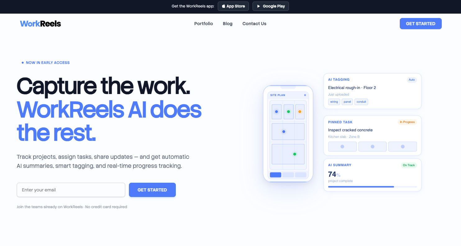 WorkReels website homepage