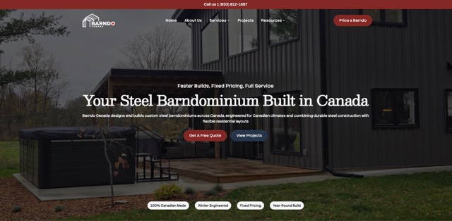 Barndo Canada website